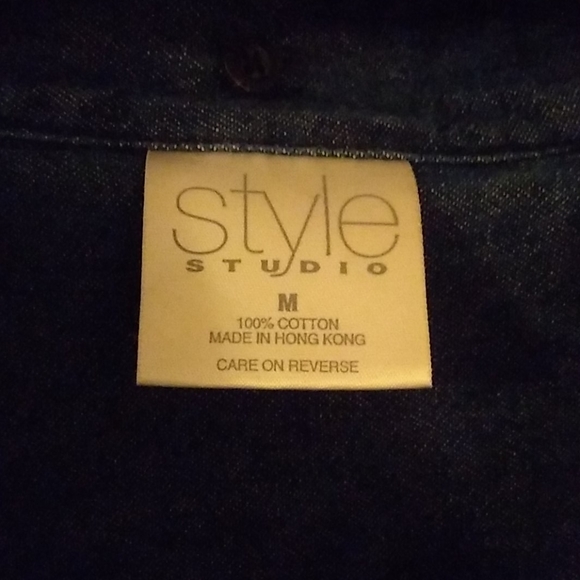 Faux denim button up - Picture 2 of 5